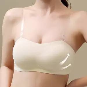 여름속옷 여자 4단 후크 투명끈 포함 패드 너와이어 브라