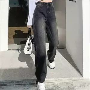 셀럽하우스 하이웨스트 일자바지 청바지 데님 블랙 흑청 와이드핏 여자