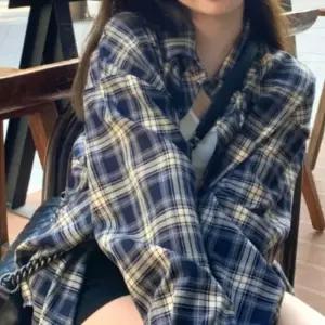 셀럽하우스 여성 심플 베이직 체크셔츠 오버핏 루즈핏 체크남방