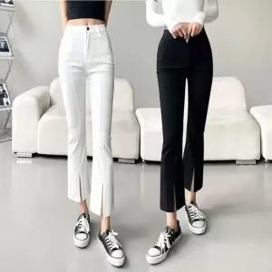 셀럽하우스 여자 쫀쫀한 핏 부츠컷 팬츠 앞트임 바지 예쁜 스판