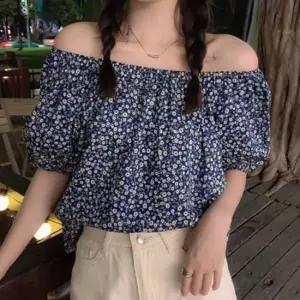 셀럽하우스 플라워 여성 오프숄더 블라우스 잔꽃 여자 오프숄더 블라우스 데일리 여름