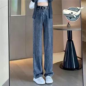 가을 캐주얼 와이드 데님팬츠 편안한 뒷밴딩 와이드팬츠 세미와이드바지 와이드청바지