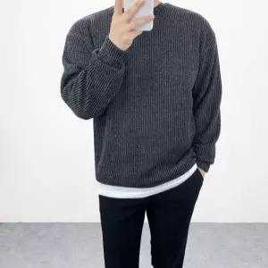 [엠클로]남자 오버핏 데일리 라운드 골지 니트 맨투맨 티셔츠 8컬러
