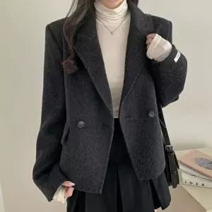 코트 여성 스탠다드핏 더블버튼 카라 데일리 모직