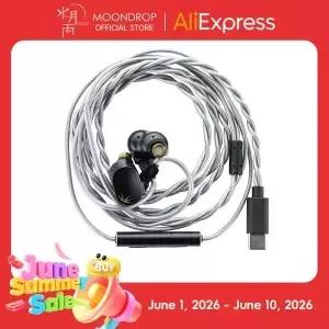 MOONDROP CHU II DSP 헤드폰 고성능 다이나믹 드라이버 USB-C 인이어 모니터 마이크가 있는 TYPE-C 이어폰