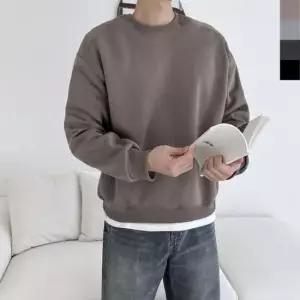 커플맨투맨 커플 사선 겨울 기모 맨투맨 티셔츠-양털