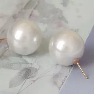 귀걸이선물 골드필드 핀 빅 진주 귀걸이 14K 16mm