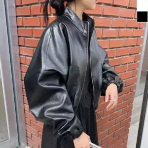 여성 오버핏 라이더 가죽자켓 벌룬 레더 재킷 점퍼 1P