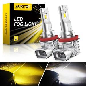 AUXITO H11 H8 H16 스위치백 LED 안개등 전구, 6500K 화이트 / 3000K 앰버 옐로우, 6000LM 300% 밝기, 듀얼 컬러 옐로우 드라이빙 안개등, 비극성, 2팩