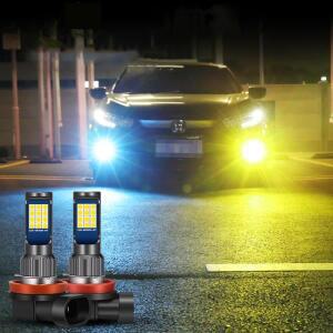 2pcss H8 H11 led 안개등 듀얼 컬러 hb4 hb3 3030 24SMD H16 램프 H3 H4 H7 LED 전구 880 881 PSX24W