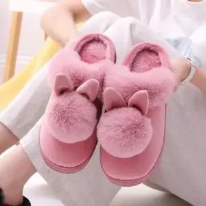 [오노마] ONM 폼폼래빗 여성털슬리퍼 겨울 토끼 털실내화 털신 41585733)