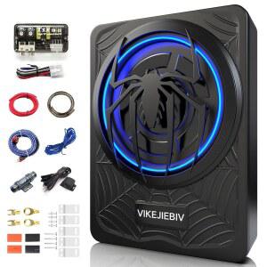 1200W 서브우퍼, 슬림 언더시트 차량 서브우퍼 및 앰비언트 라이트 포함 앰프 패키지, 저역 통과 / 게인 부스트 베이스 개별 제어, 시끄러운 스테레오 사운드, 트럭 /SUV 지프 MPV (블랙)에 완벽한