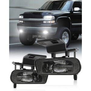 4X4FLSTC LED 안개등 교체용 주행등 1999-2002 쉐보레 실버라도, 2000-2006 교외, 타호 DOT 승인 클리어 렌즈 - 블랙