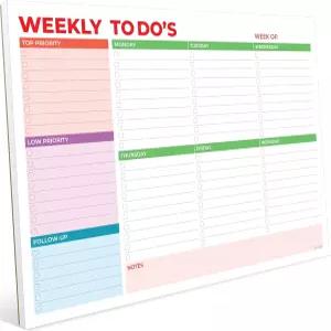 주간 플래너 메모장 할 일 목록 날짜가 없는 패드 찢기 11.5인치 x 8인치 프리미엄 두꺼운 종이 골판지