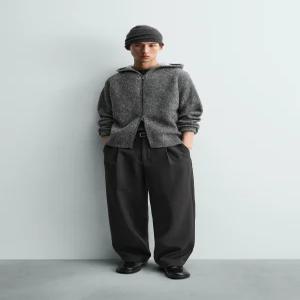 ZARA 후드 니트 스웨트셔츠 - 그레이 2893/490/802
