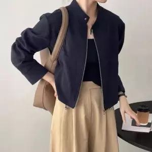 크롭재킷 여성 차이나카라 깔끔한 숏자켓 세미크롭 아우터