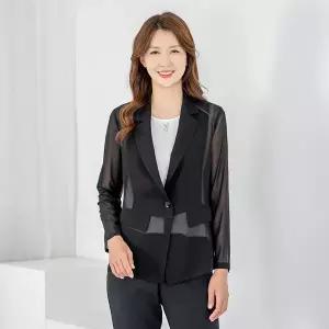 엄마옷 모슬린 엄마옷 여름 시스루 카라 원버튼 쉬폰자켓 605HJK206 중년여성/50대/60대/70대/빅사이즈/할