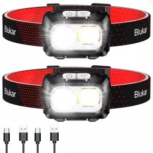 블루카 LED 헤드램프 충전식 2000L 슈퍼 브라이트 헤드라이트 모션 센서 포함 - 디밍 가능한 밝기 8가지