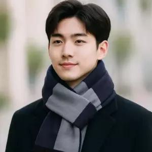 남녀공용 클래식 커플 겨울 체크 양면 목도리 머플러 머플러