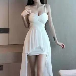 셔링 시스루 웨어 의류 옷 언발 미니원피스 하트넥 디-WD628D2