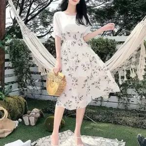 플라워 프릴 스모크밴딩 원피스 데이트룩 여름원피스-WD648DE