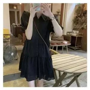 원피스 플레어 미니 러블리 여름 데이트룩 셔링 반팔-WD6288C