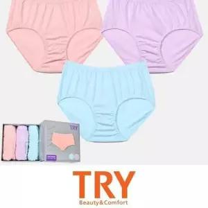 트라이 은나노 가공 맥시 파스텔 여성 삼각팬티 3매입-WD62AF4__