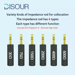이어폰 임피던스 플러그 도체 75/150/200/400/600 ohm 소음 차단 어댑터 3.5mm 잭 저항 필터 감소