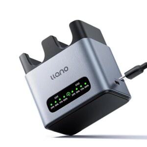 LLANO 20W LP-E6P LP-E6NH 배터리 충전기: 캐논 카메라 배터리용 고속 듀얼 슬롯 EOS R5 /R6 /R7 MARK II 5D /6D /7D II /III /IV 60D /70D /80D /90D USB-C LED 내구성 있는 CNC 알루미늄