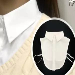 꿀이맘쓰리 넥레이어드 클래식 목카라 화이트 넥케이프 목셔츠
