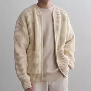 남자 루즈핏 집업 니트 가디건 포켓포인트 아우터 편한 코디