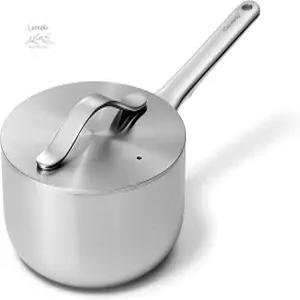 캐러웨이 스테인리스 스틸 소스 팬 1.75 Qt - 5겹 오븐 안전 및 스토브탑 불가지론 무독성 PTFE PFOA 프리