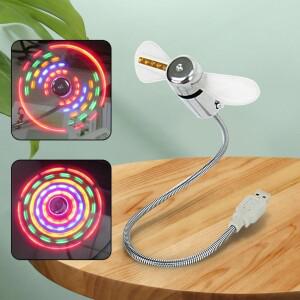 USB 디자인 데스크탑 팬 기숙사용 조정 가능 ABS 에너지 절약형 발광 냉각