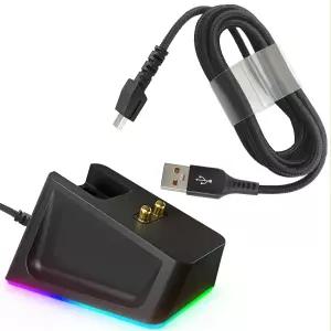 나가 프로/데스애더/바실리스크/바이퍼 얼티밋 게이밍 마우스용 4.9피트 USB 충전 케이블이 장착된 도크