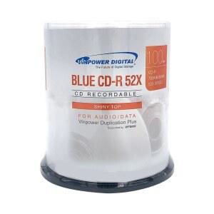 빈파워 디지털 블루 AZO CD-R 700MB 52X 반짝이는 실버 탑 레코딩 가능 미디어 디스크 - 100PK 케이크 박스 16M-115-BX(FFB) 100개 h7O