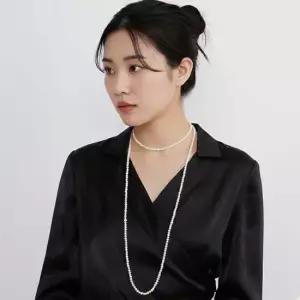 자연주의 멀티웨이 레이어드 쌀진주 롱 긴 95cm 목걸이