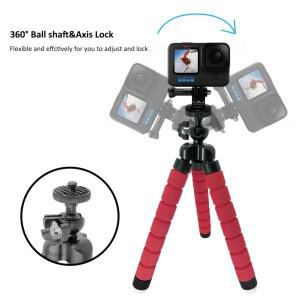 삼각대 Octopus GOPRO호환 Hero 12 11 10 9 검정색 유연한 홀더 셀카 스탠드 브래킷 스폰지 변형 카메라 Go