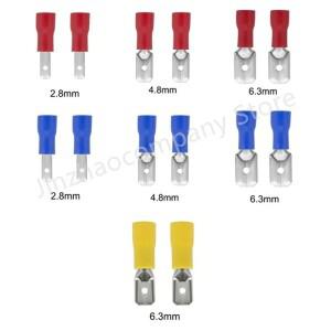 100/50/10pc 남성 빨간색 파란색 노란색 2.8mm 6.3mm 절연 전기 압착 단자 스페이드 와이어 커넥터 케이블