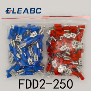 FDD2-250 1.5-2.5mm2 커넥터 용 암 절연 전기 압착 단자 케이블 와이어 100 피스 FDD