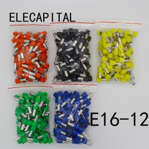 E16-12 튜브 절연 터미널 16MM2 케이블 와이어 커넥터 압착 단자 100 피스 E-