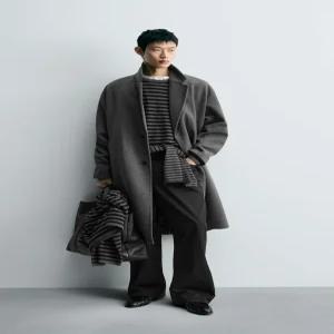 zara 자라 릴랙스핏 스트럭처 코트 - 그레이 / 자연5070/610/837122950