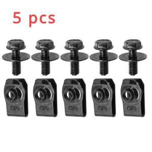 5피스 6MM 자동 U-클립 셀프 태핑 M6 엔진 후드 섀시 커버 보호 바디 범퍼 펜더 라이닝 고정 금속 나사
