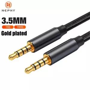 24k 금도금 3.5mm Aux 케이블 4극 TRRS TRS 보조 남성-남성 스테레오 잭 HiFi 마이크 기능 오디오 케이블