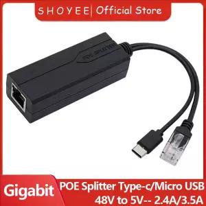 POE 분배기 48V  5V 마이크로 USB tpye-C 100Mbps 및 1000Mbps Huawei Hikvision 용 기가비트 POE 카메라