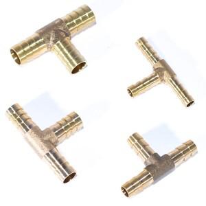 솔리드 황동 T 피스 3 웨이 연료 호스 커넥터  공기 오일 가스 바브 파이프 피팅  6mm  10mm  12mm