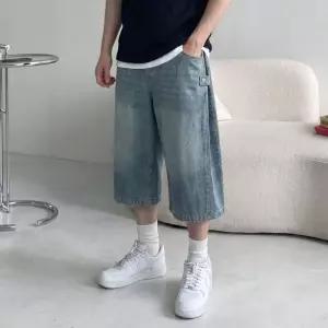 여름 와이드핏 밴딩 고무줄 스냅 비조 7부 버뮤다 청반바지 3종 3color