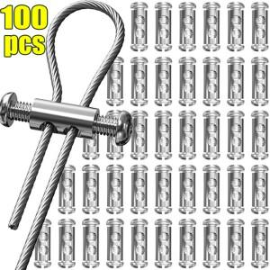 100/10피스 스틸 와이어 로프 클램프 이중 구멍 서스펜션 케이블 크로스 스크류 조정 텔레스코픽 잠금 패스