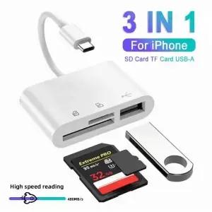 전화 유형 C용 USB C SD 카드 리더기 3 in 1 TF CF 어댑터 카메라 플러그 앤 플레이