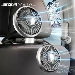 SEAMETAL 자동차 선풍기 냉각 듀얼 타입 C USB 3 속도 조절 가능 LED 조명 장착 에어 액세서리