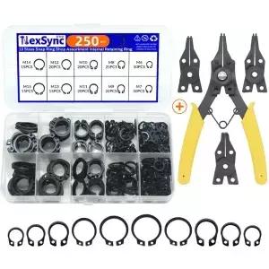 250pcs 구색 키트 세트 M6 M5 검정색 65mn 샤프트 링 고정 클립 스냅 C 유형 외부 서